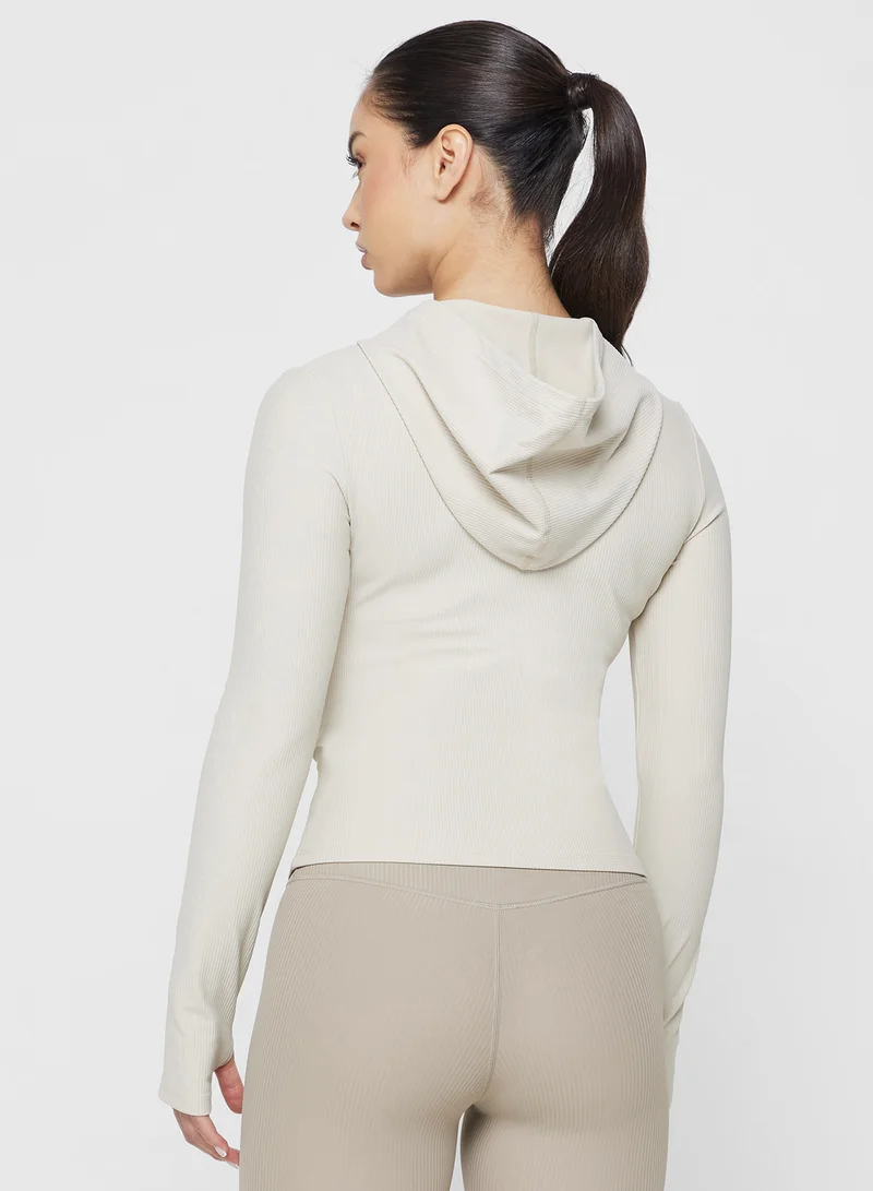 فورورد Hooded Sculpted Corset Bodice Zip Up Top