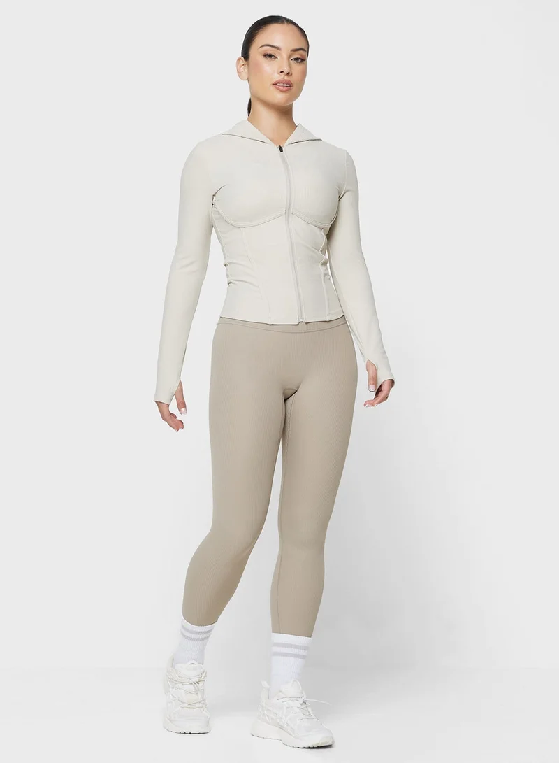 Frwd  Hooded Sculpted Corset Bodice Zip Up Top for Women | Best Price UAE
