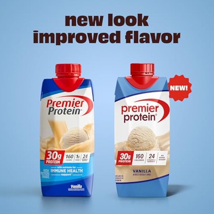 Premier Protein Shake, Vanilla, 30g Protein, No Added Sugar, 24 Vitamins & Minerals to Support Immune Health, 11 fl oz, 12 Pack (Packaging May Vary) - Image 3