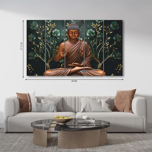 The Castle Decor Lord Buddha Wall Painting for Living Room Big Size - Meditating Gautam Buddha Painting Wall Decor Peaceful Art for Bedroom, Office, Hotels & Gifting - Wooden Framed (27x48 inch) - Image 2