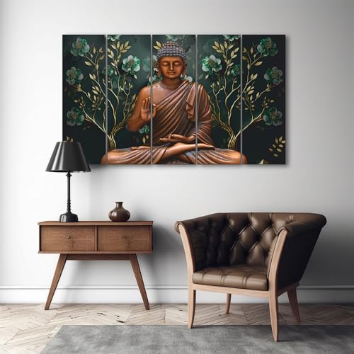 The Castle Decor Lord Buddha Wall Painting for Living Room Big Size - Meditating Gautam Buddha Painting Wall Decor Peaceful Art for Bedroom, Office, Hotels & Gifting - Wooden Framed (27x48 inch) - Image 3