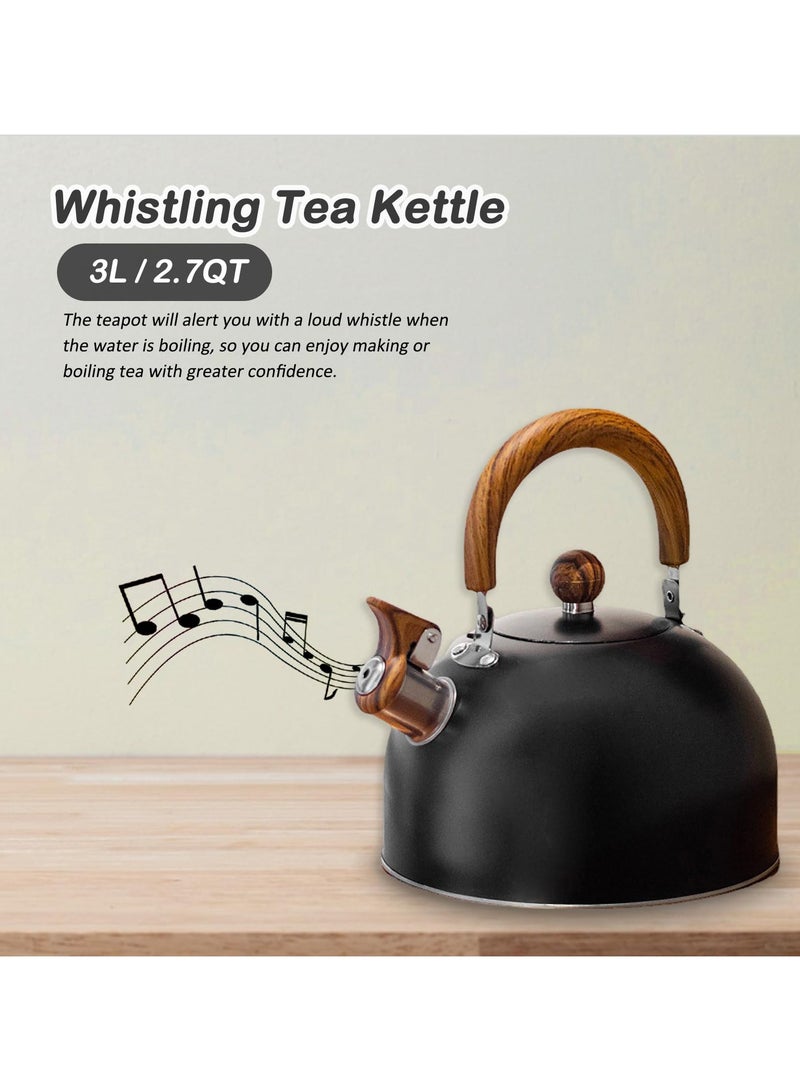 Stovetop Tea Kettle, 3L Whistling Tea Kettle for Stovetop, Food Grade Stainless Steel Teapot with Ergonomic Handle - Image 2