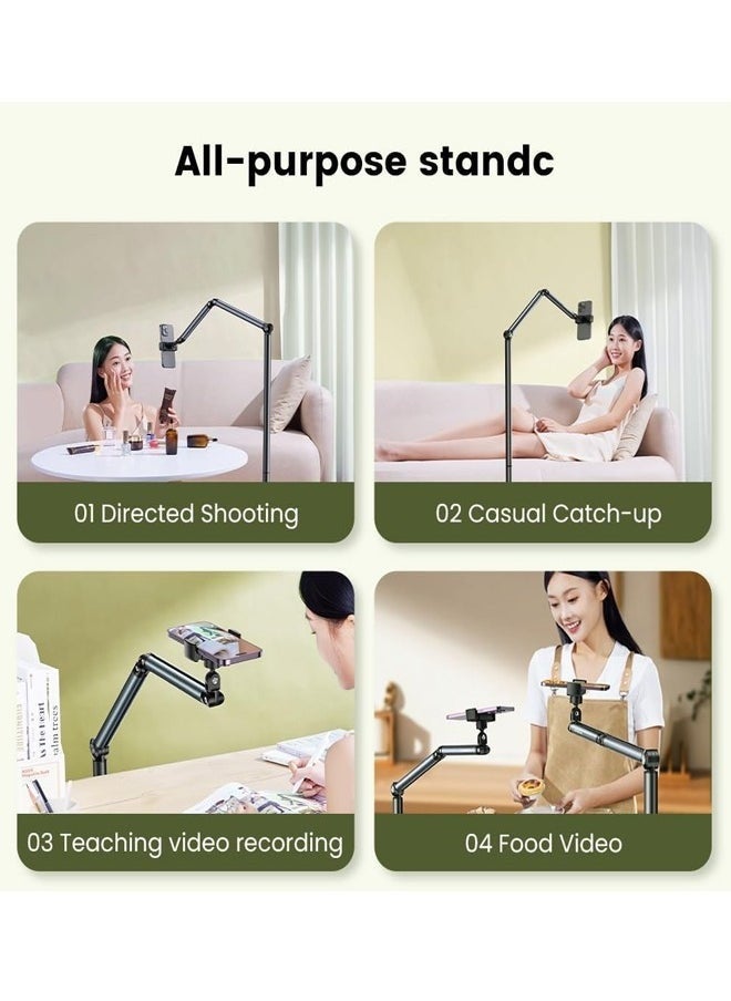 ELTRAZONE Adjustable Floor Mobile Phone Holder Stand – Overhead Cantilever Design with 360° Rotation & Height Adjustment – Hands-Free Stand for Live Streaming, Video Recording, Online Classes & Movie Watching – Stable Base & Universal Phone Compatibility - Image 3