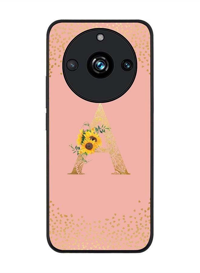 Stylizedd Rugged Black Edge case for Realme 11 Pro/Realme 11 Pro+ Case Cover - Custom Monogram Initial Letter Mandala Floral Pattern Alphabet - A (Rose Pink) - Image 1