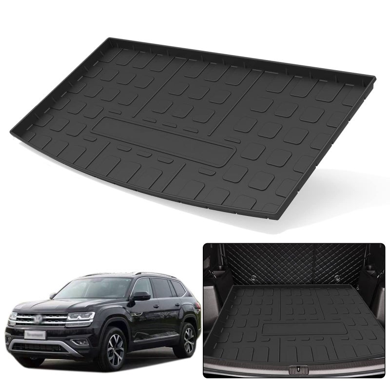 Elsetyler Cargo Liner for 2024 Atlas Black TPE All Weather Heavy Duty Waterproof Rear Cargo Tray Trunk Floor Mat Protector Compatible with Volkswagen VW Atlas 20182025 Behind 3rd Row