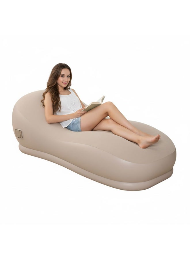 بلو فاير أريكة هوائية ذاتية النفخ مريحة - مضخة هواء مدمجة تضخ في 60 ثانية، تصميم مريح لدعم الظهر، سطح قطيفي ناعم، للأريكة المنزلية، التخييم، الشاطئ، والاستخدام الداخلي والخارجي (سعة حمل 150 كجم). (المساحة المستخدمة: ١٥٤ حرفاً) - Image 1