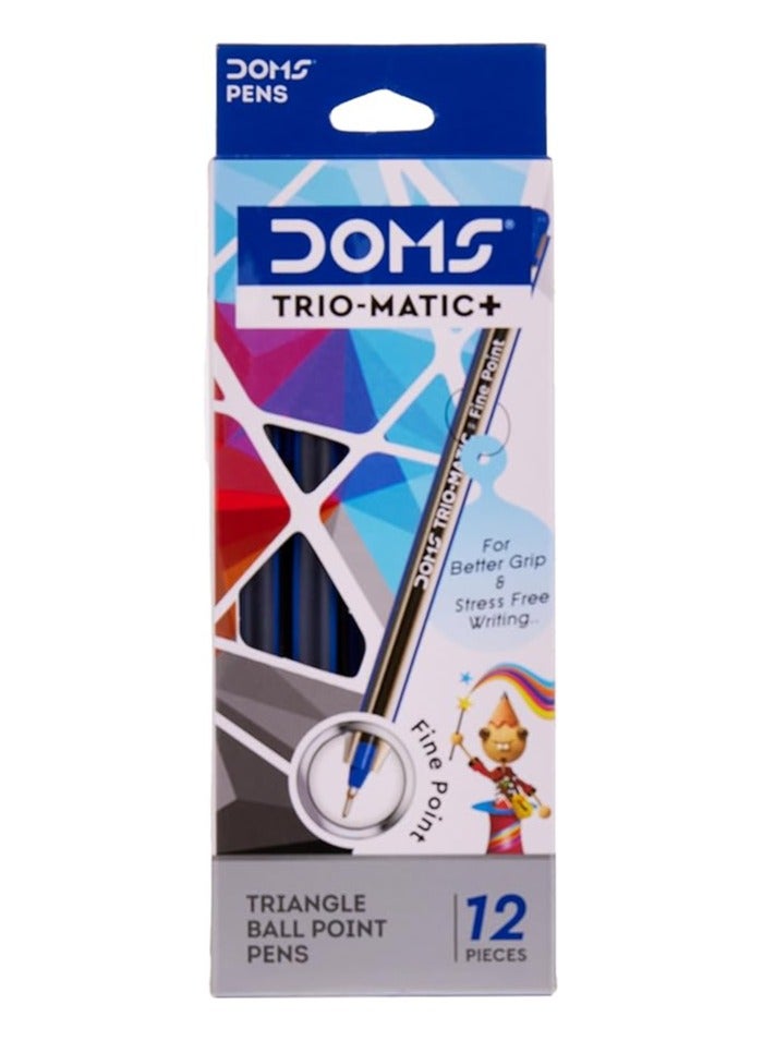 DOMS DOMS Trio-Matic 0.6 mm Tip DF Ball Pens Box 12-Pieces - Image 1
