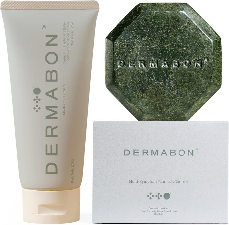 Dermabon Seborrheic Dermatitis Cream Psoriasis Soap Bar Bundle Calendula extract Salicylic acid Bee wax cream Coal tar soap for Dandruff control Moisturizing Crema Para Psoriasis - Image 1