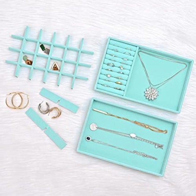 ProCase Stackable Jewelry Organizer Trays for Drawers - 4 Layer Grey Jewelry Drawer Inserts with Removable  Dividers - Image 5