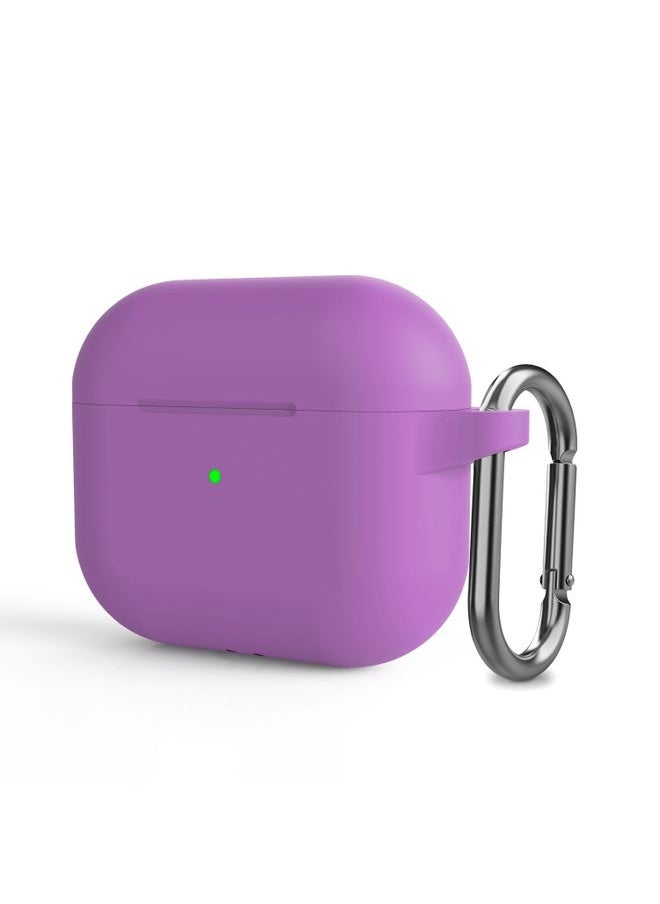 Generic - Case Cover Silicone Thickening Wireless Earphone Protective Case with Hook For AirPods 3 Purple - Image 1