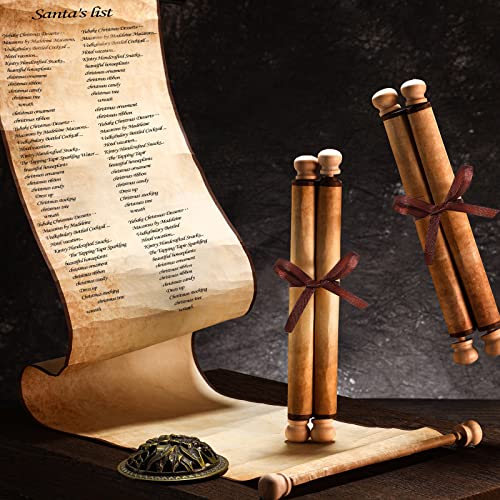 Yinder 4 Pieces Blank Paper Scrolls on Wood Rods Vintage Quick Drop Old Paper Long Aged Blank Scroll for Writing Drawing Calligraphy Wedding Invitations Renaissance Festivals 73 x 315 Inch - Image 5