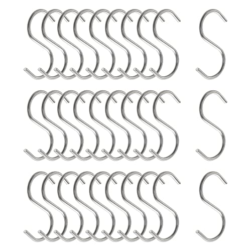 WHYHKJ 30pcs 2 Inch Silver S Shape Hooks Heavy-Duty Hanging Hooks Pot Pan Hanger Clothes Storage Rack Tool Kitchen Tools - Image 1