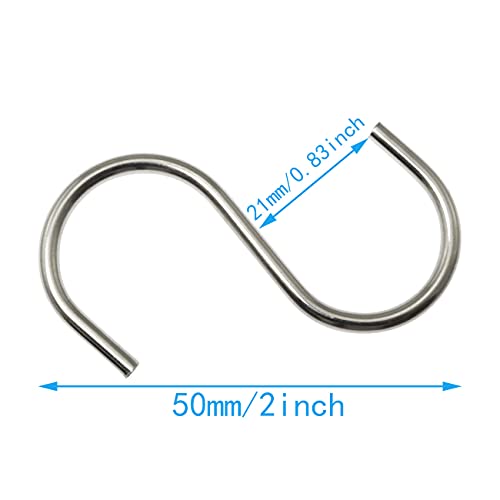 WHYHKJ 30pcs 2 Inch Silver S Shape Hooks Heavy-Duty Hanging Hooks Pot Pan Hanger Clothes Storage Rack Tool Kitchen Tools - Image 2