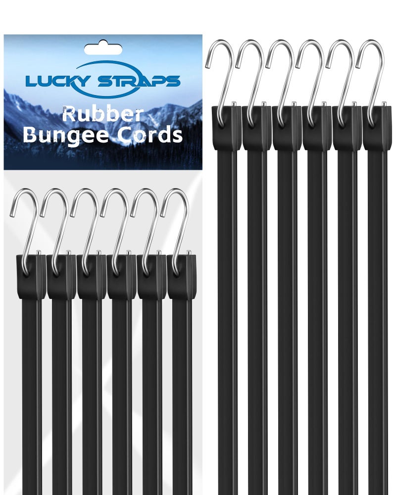 36 Inch Rubber Bungee Cords Heavy Duty Outdoor Black Bungee Straps with Upgraded Hooks Weatherproof Tarp Straps with 19X Max Stretch 100 Rubber for Cargo Van Truck Motorcycle etc 10 Pcs