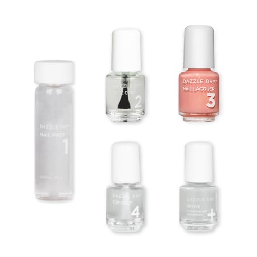 Dazzle Dry Mini Kit 4 Step System - Sunset Glow - A semi-sheer peach with a subtle orange/gold shimmer. Semi-sheer shimmer. (5 Piece Kit / 5 Manicures) - Image 1