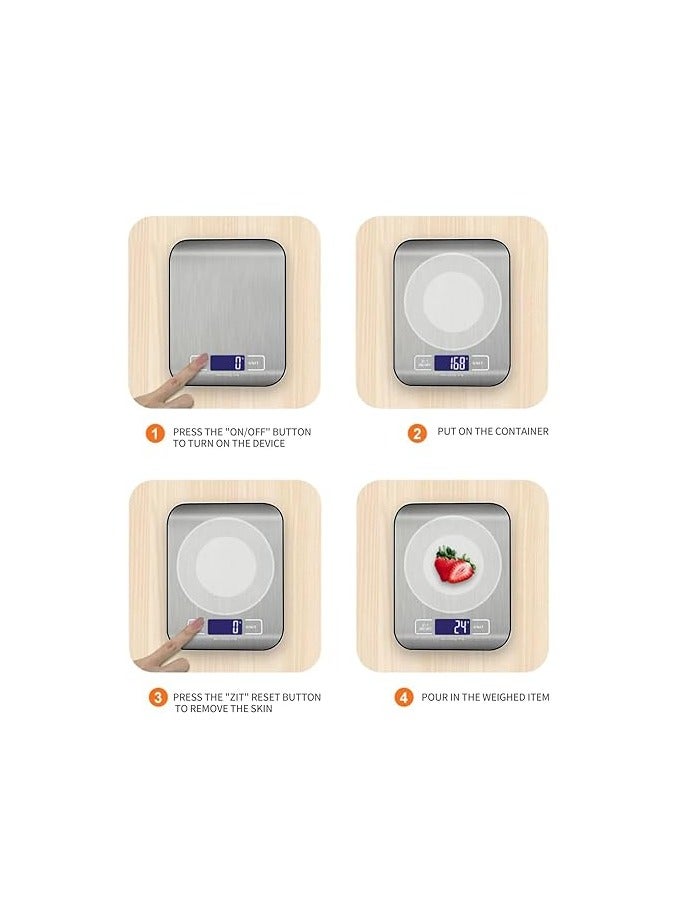 OMAKSS Digital Kitchen Scale, Multifunction Food Scale With LCD Display Stainless Steel Platform, High Accuracy, Ultra Slim,Tare Function - Image 5