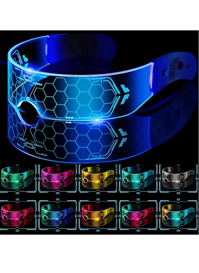 Generic - Cyberpunk Style LED Colorful Light Emitting Technology Glasses, Bar Bounce Party Transparent Sci-fi Honeycomb Light-emitting Future Flash Glasses - Image 1