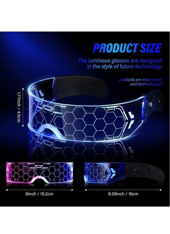 Generic - Cyberpunk Style LED Colorful Light Emitting Technology Glasses, Bar Bounce Party Transparent Sci-fi Honeycomb Light-emitting Future Flash Glasses - Image 1