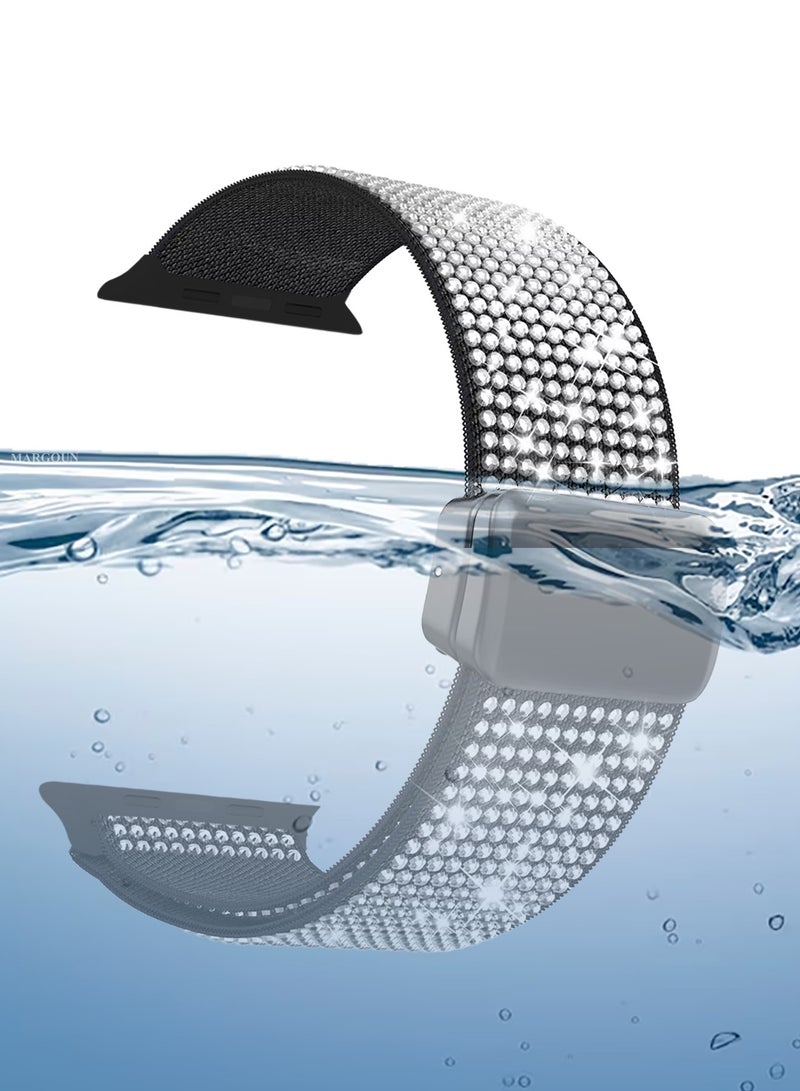 CATANES 44mm/45mm/49mm Strap Band for Apple Watch Series 1-9, SE & Ultra - Rhinestone Sparkle Watch Band - Black - Image 5