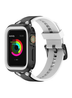 2022 New Luxury Rubber Watch Strap with Case For Apple Iwatch Series 7/45mm 45mm Accessories (White & Black)