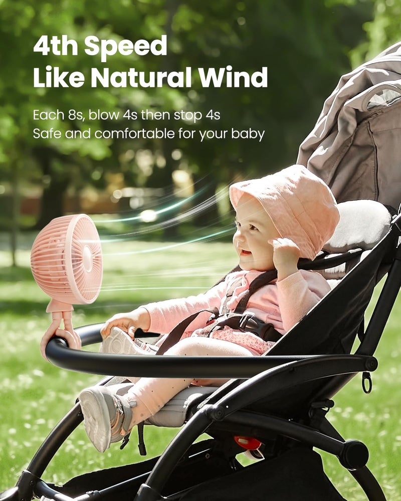 Gaiatop Baby Stroller Fan, Small Clip On Fan Portable 4000 mAh Rechargeable Personal Handheld, Battery Operated 4 Speed 360°Rotate Flexible Tripod Mini Desk Cooling Fan for Car Camping Travel - Image 3