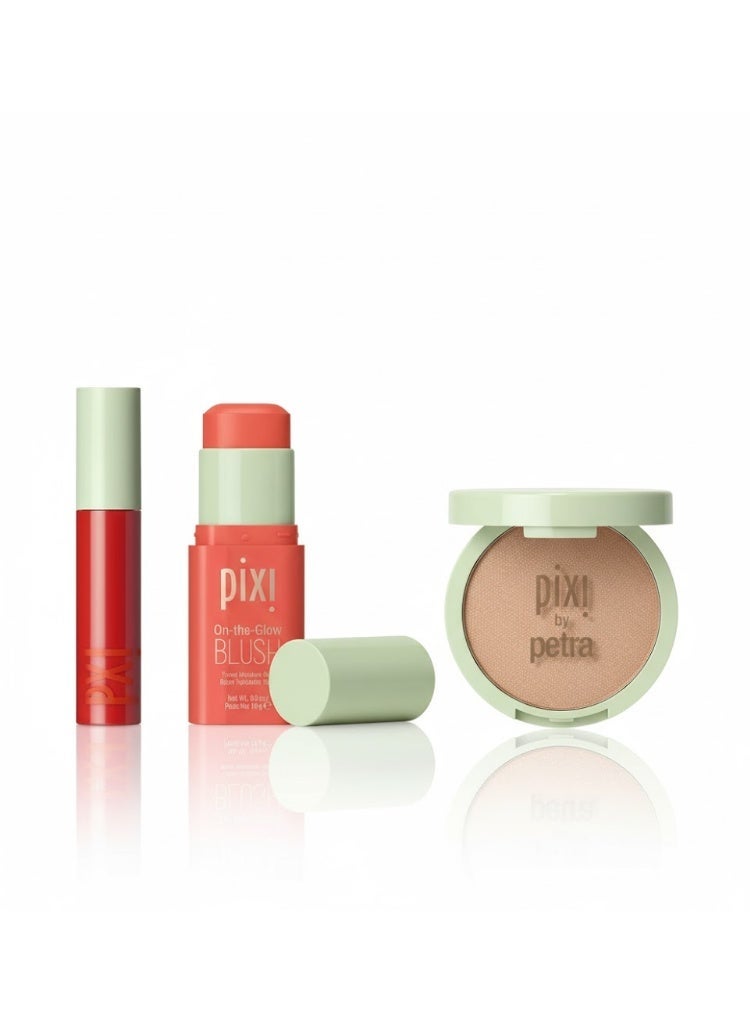 pixi بيكسي جلو تريو – تلوين الشفاه، أحمر الخدود وهايلايتر - Image 1