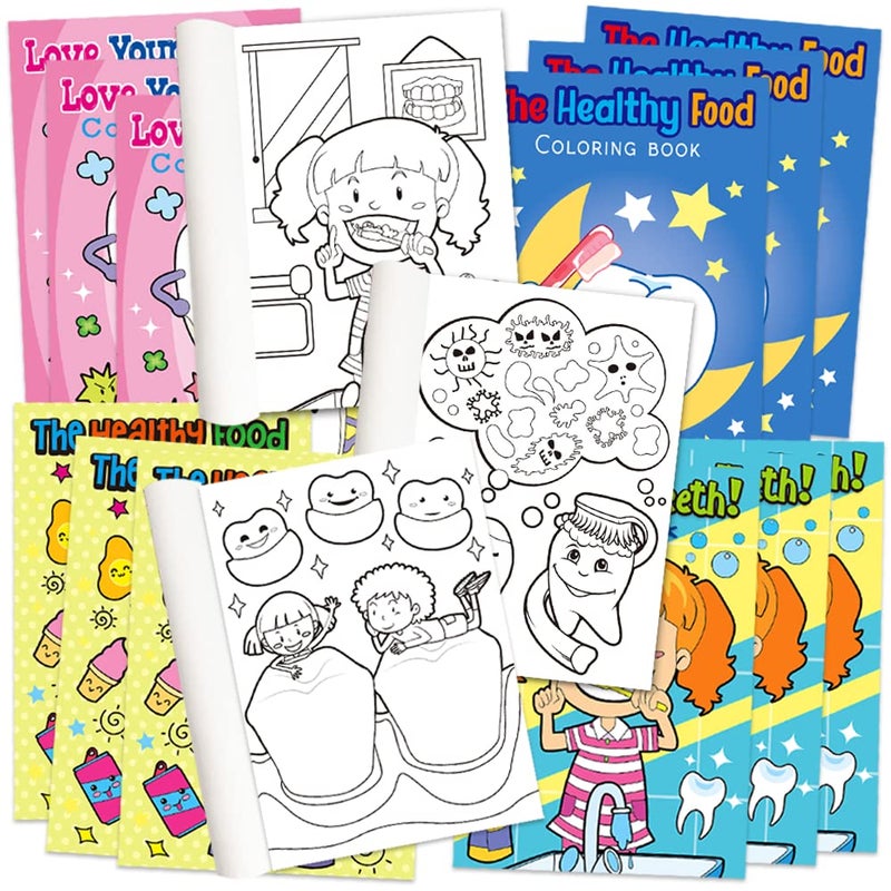 Dental Kids 24Pack 57 Mini Dental Coloring Activity Books 6 Pages Small Teeth Color Booklets Classroom Dental Party Favors Birthday Goody Bag Gifts Kids 3