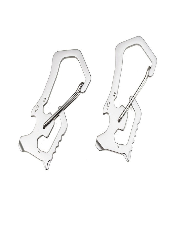 Teng Lang 2PCS Carabiner Keychain Stainless Steel Multitool - 6 in 1 Tactical Emergency Survival Gear,Bottle Opener,Screw Drivers, Spring Key Clip, EDC Pocket and Backpack Tooltool - Image 1