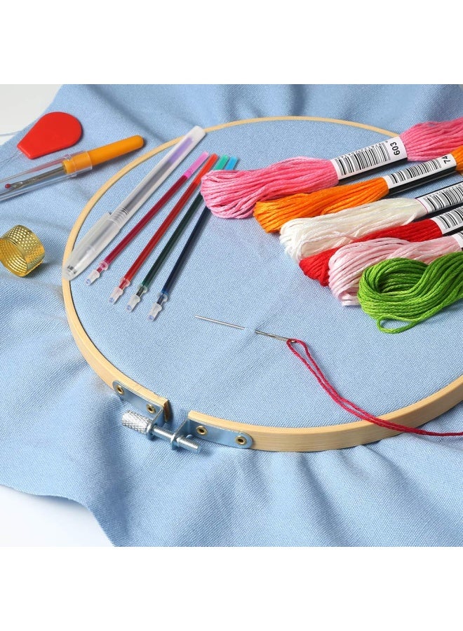 Caydo 6 Pieces Fabric for Embroidery Including 6 Colors Embroidery Fabric 5 Colors WaterSoluble Pens for Embroidery Projects and Upholstery Decoration 118 by 118Inch - Image 4