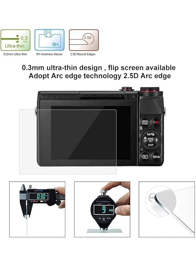 2 حزمة حامي الشاشة لشركة كانون EOS G7X III ، G7X علامة III و G7X3 ، غطاء زجاجي رقيق جدا ، صلابة 0.3mm 9H ، مكافحة الخدش والفقاعة - Image 3