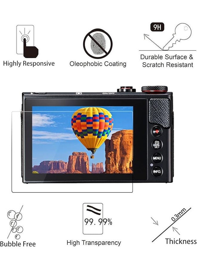 2 حزمة حامي الشاشة لشركة كانون EOS G7X III ، G7X علامة III و G7X3 ، غطاء زجاجي رقيق جدا ، صلابة 0.3mm 9H ، مكافحة الخدش والفقاعة - Image 2