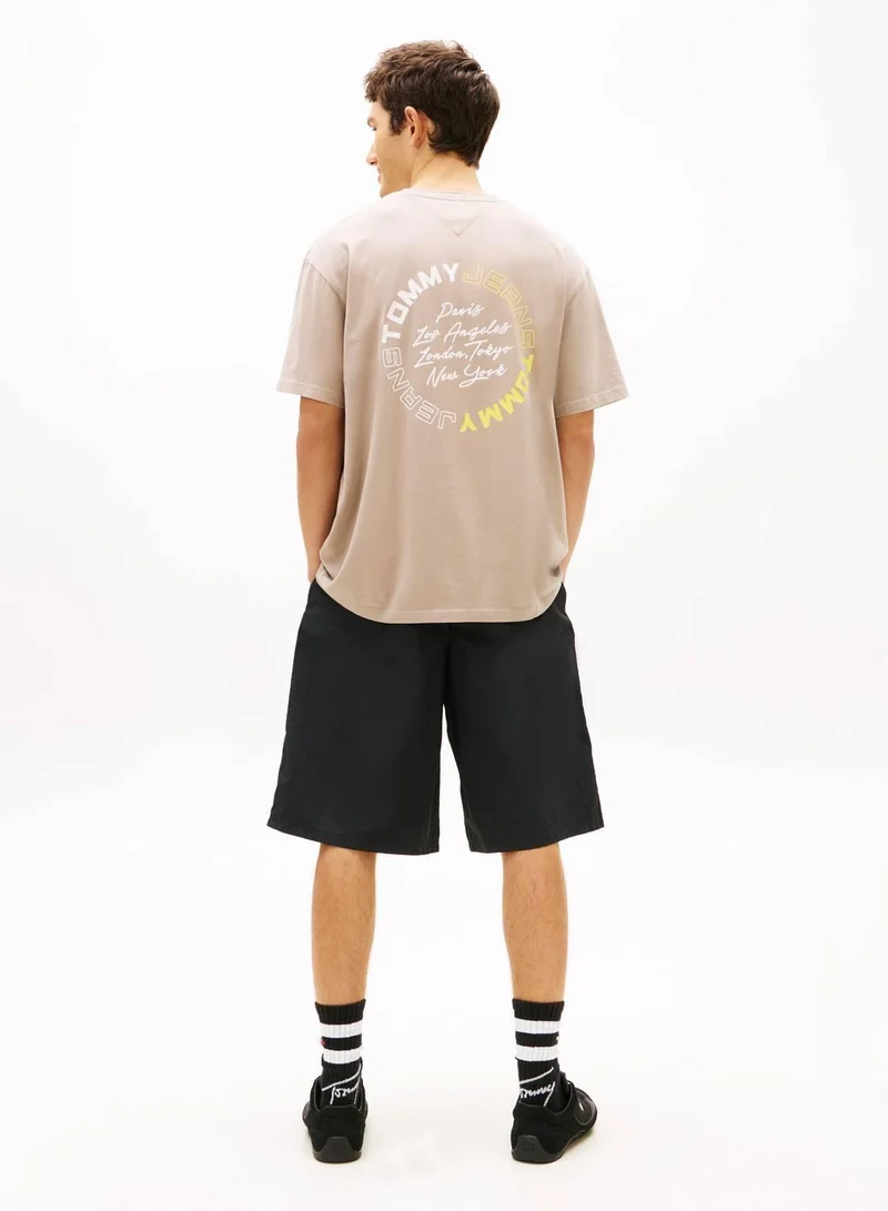 TOMMY JEANS Limestone Dust Circular Back Logo Relaxed T-Shirt for Men | Best Price UAE