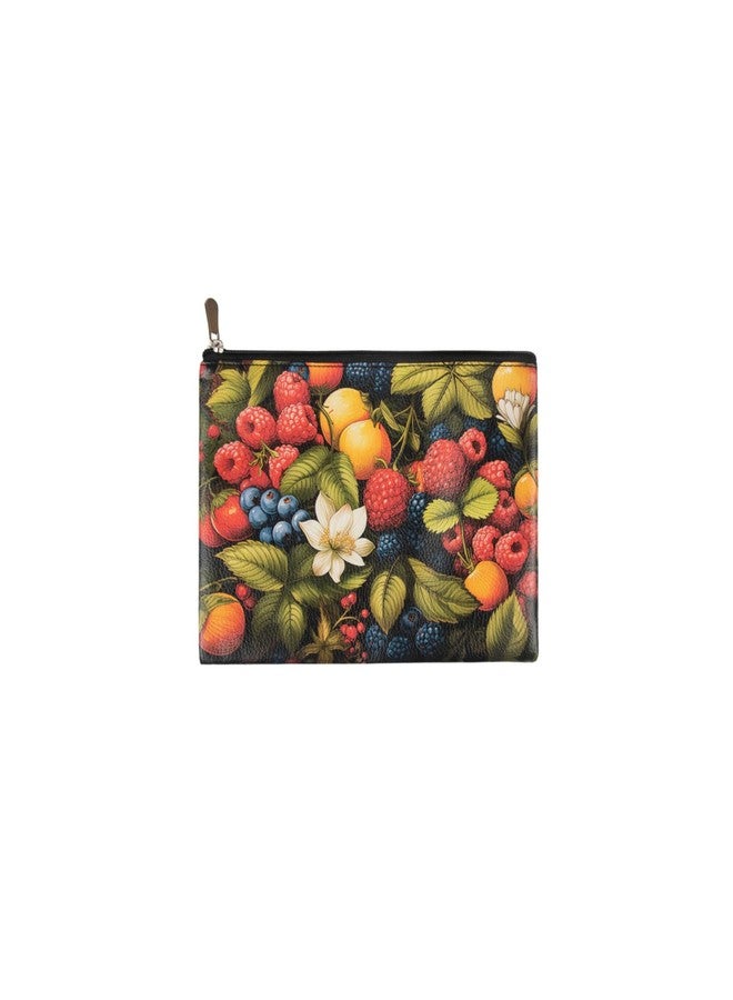 Premsons® Very Berry Pattern Leather Pouch (Medium) | Vibrant Berry Print, Premium Finish, Zip Closure, Compact Multipurpose Storage - Image 2