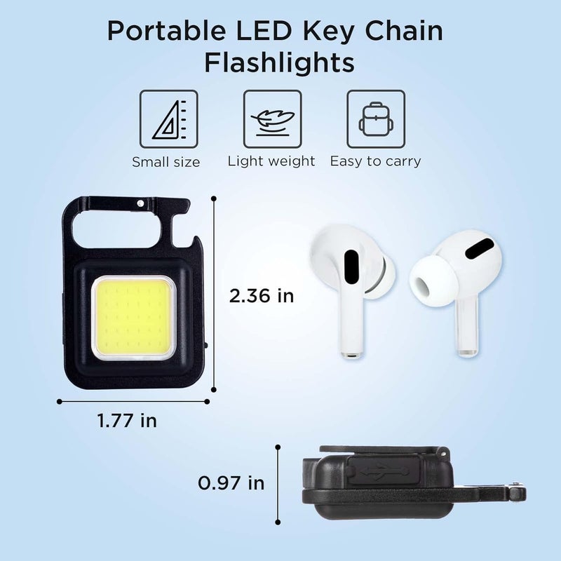 VANSHIKA K MART VANSHIKA K MART 2000 Lumens LED COB Key Chain Flashlights Small USB Rechargeable Magnetic Work Light 3 Light Modes Portable Mini Light with Folding Bracket for Walking Camping Car Repairing Square  - Image 2