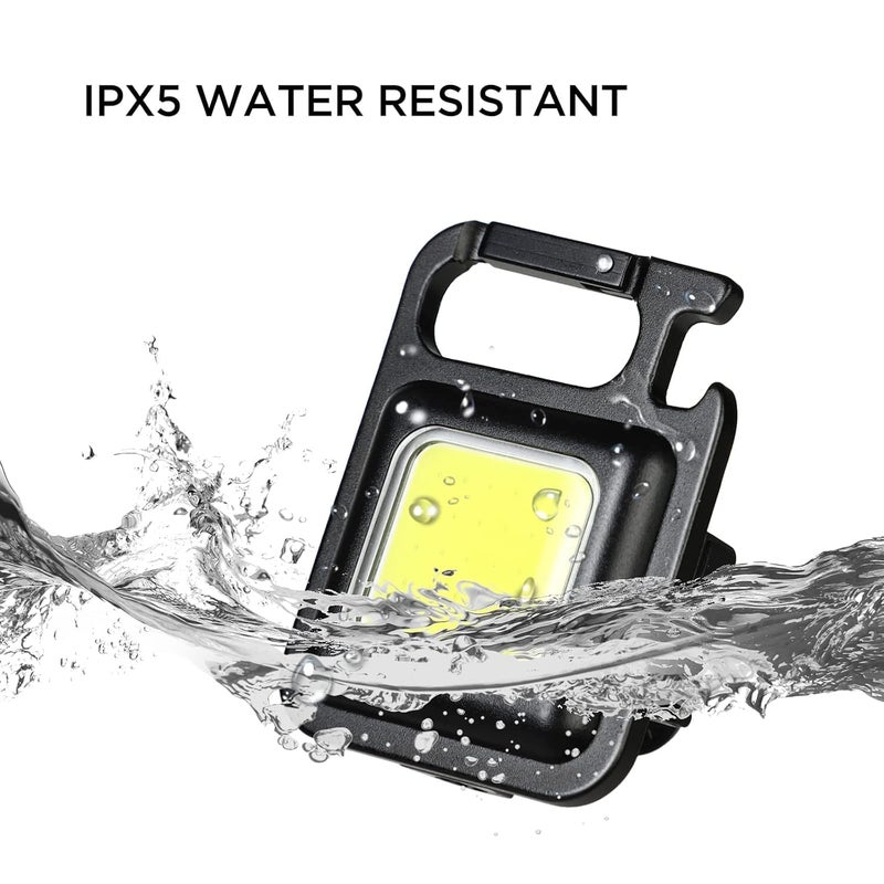 VANSHIKA K MART VANSHIKA K MART 2000 Lumens LED COB Key Chain Flashlights Small USB Rechargeable Magnetic Work Light 3 Light Modes Portable Mini Light with Folding Bracket for Walking Camping Car Repairing Square  - Image 4