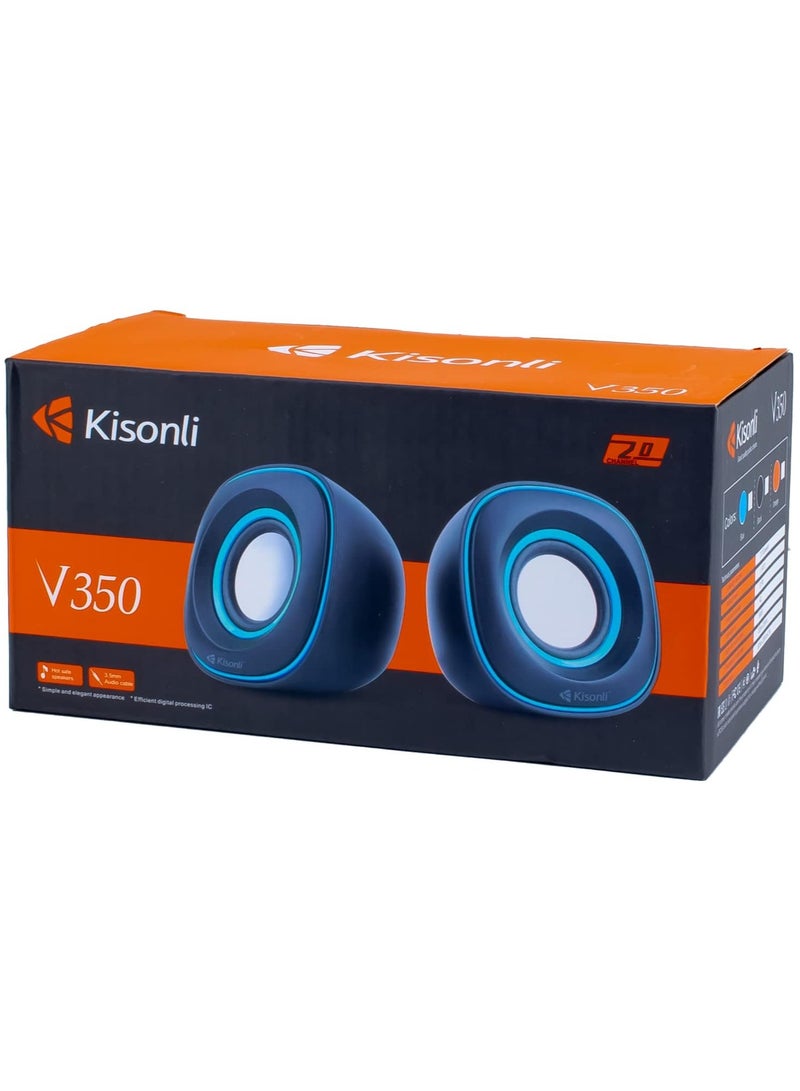 Kisonli V350 USB Mini Computer Speaker – 2x3W (6W) Stereo - Image 1