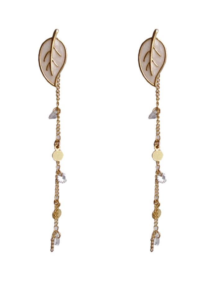 NIBEMINENT Leaf-Shaped Chain Dangle Earrings  - Image 1
