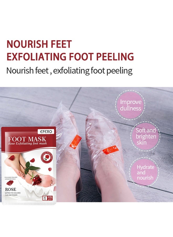 efero Foot Mask-Rose Exfoliating Foot Mask, Baby Soft Foot Mask Socks for Removing Dead Skin, Cracked Heels, and Calluses (Rose) - Image 4