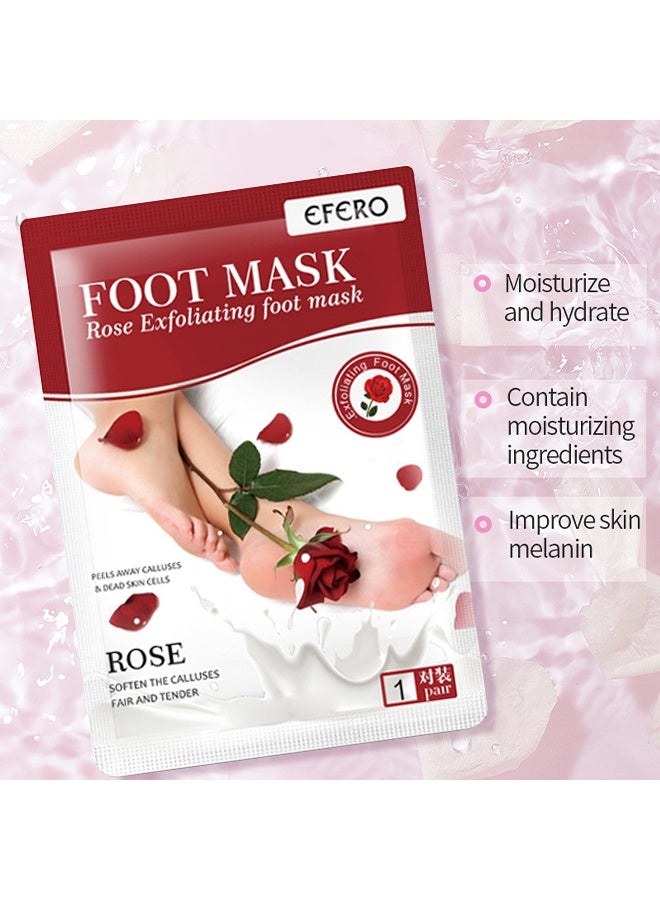 efero Foot Mask-Rose Exfoliating Foot Mask, Baby Soft Foot Mask Socks for Removing Dead Skin, Cracked Heels, and Calluses (Rose) - Image 5
