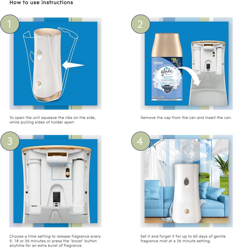 Glade Automatic Air Freshener Spray Refill with Clean Linen Scent, 269ml - Image 4