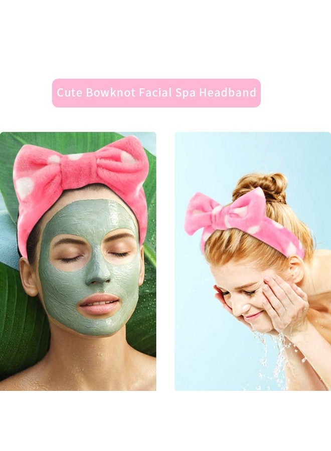 WHAVEL 6 Pack Pink Spa Headband Makeup Headbands Soft Skincare Headbands Bow Face Wash Headbands Shower Headbands Fluffy Head Wraps Hair Band for Washing Face - Image 2