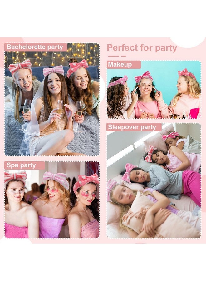 WHAVEL 6 Pack Pink Spa Headband Makeup Headbands Soft Skincare Headbands Bow Face Wash Headbands Shower Headbands Fluffy Head Wraps Hair Band for Washing Face - Image 3