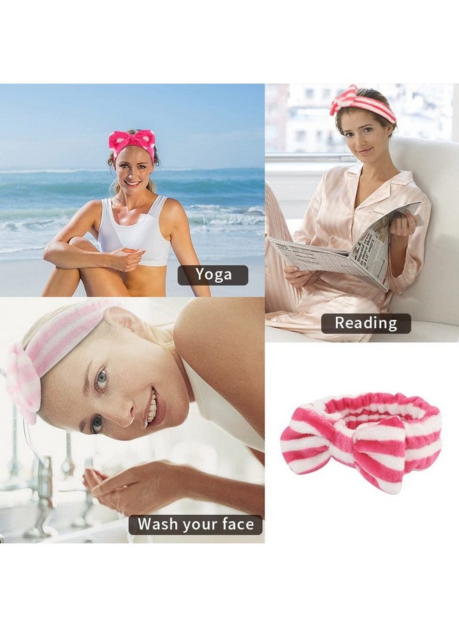 WHAVEL 6 Pack Pink Spa Headband Makeup Headbands Soft Skincare Headbands Bow Face Wash Headbands Shower Headbands Fluffy Head Wraps Hair Band for Washing Face - Image 4