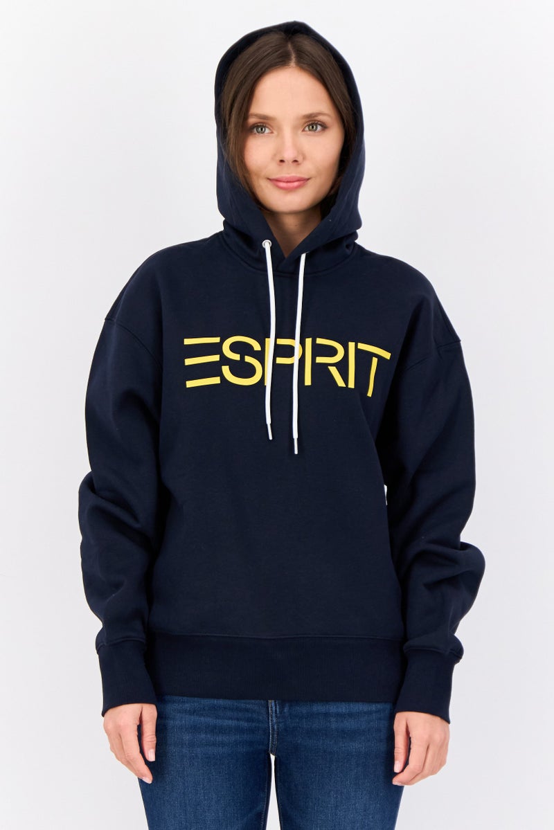 ESPRIT سويت شيرت بغطاء رأس بأكمام طويلة للنساء، لون بحري Navy - Image 1