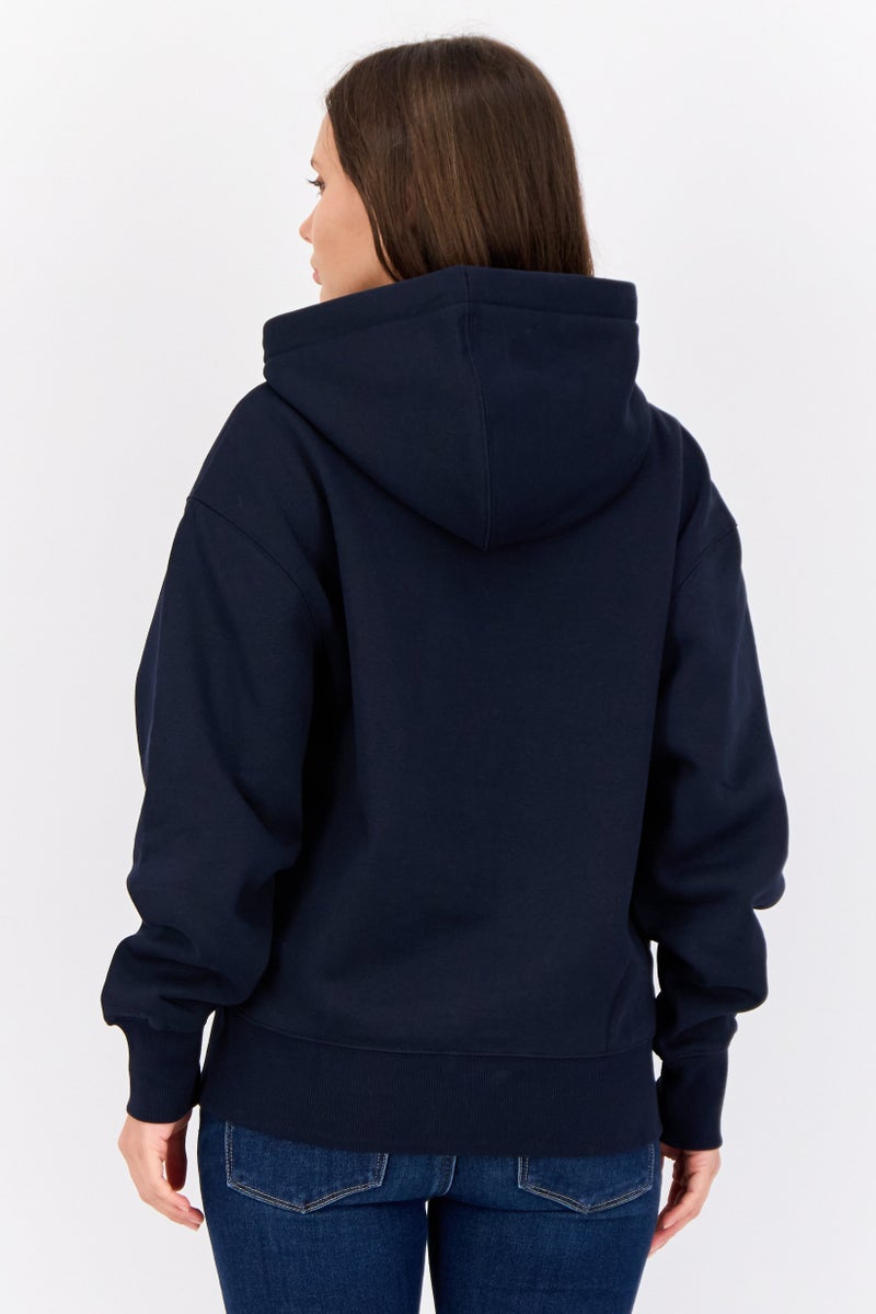 ESPRIT سويت شيرت بغطاء رأس بأكمام طويلة للنساء، لون بحري Navy - Image 2