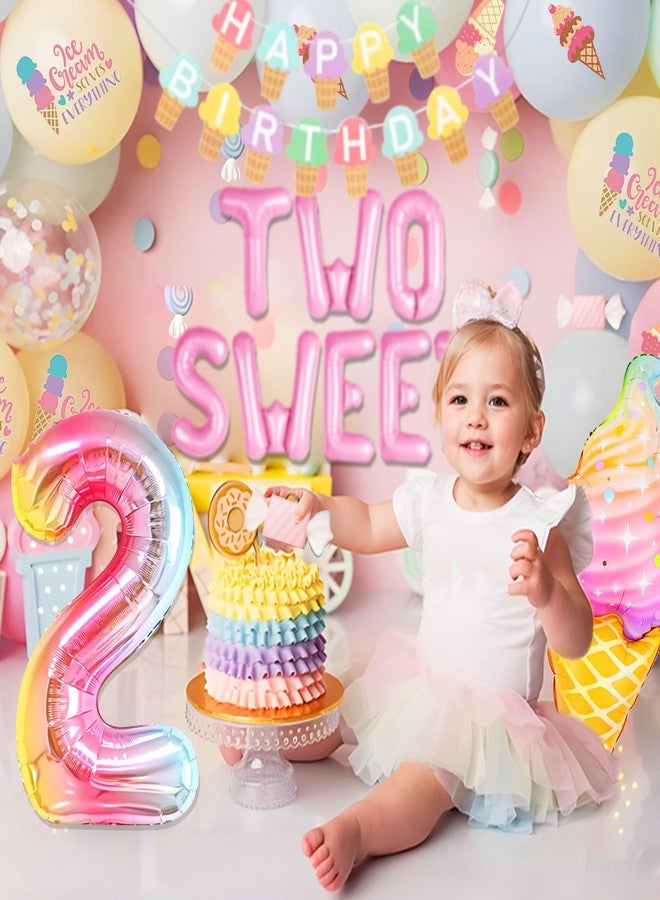 Roaring Good Time Two Sweet Birthday Party Supplies Decorations 2th Birthday Decorations Ice Cream Party Decoration Number 2 Balloon for Donut Sweet Party Supplies Baby Showers Party Decoration - Image 5