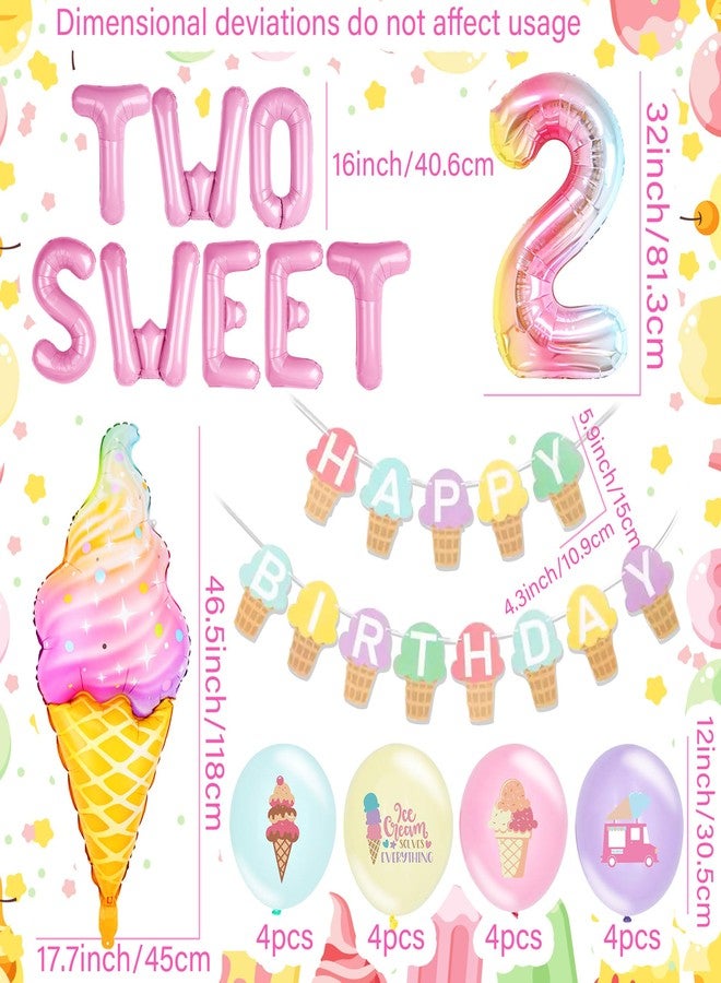 Roaring Good Time Two Sweet Birthday Party Supplies Decorations 2th Birthday Decorations Ice Cream Party Decoration Number 2 Balloon for Donut Sweet Party Supplies Baby Showers Party Decoration - Image 2