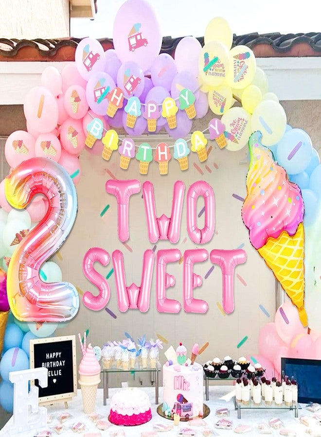Roaring Good Time Two Sweet Birthday Party Supplies Decorations 2th Birthday Decorations Ice Cream Party Decoration Number 2 Balloon for Donut Sweet Party Supplies Baby Showers Party Decoration - Image 4