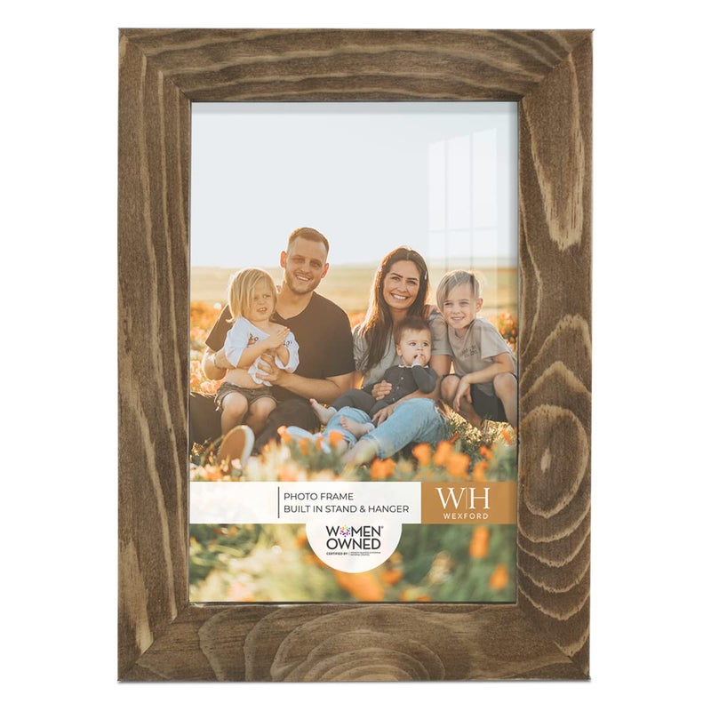 Renditions Gallery 4x6 inch Picture Frame Walnut Wood Grain Frame  High-end Modern Style  Made of Solid Wood and High Definition Glass for Wall and Tabletop Photo Display - Image 1