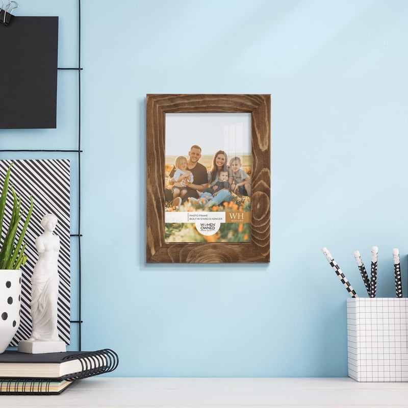 Renditions Gallery 4x6 inch Picture Frame Walnut Wood Grain Frame  High-end Modern Style  Made of Solid Wood and High Definition Glass for Wall and Tabletop Photo Display - Image 2